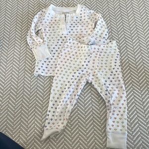 Roller Rabbit rainbow heart pjs. Few small marks will probably come out. 12-18m